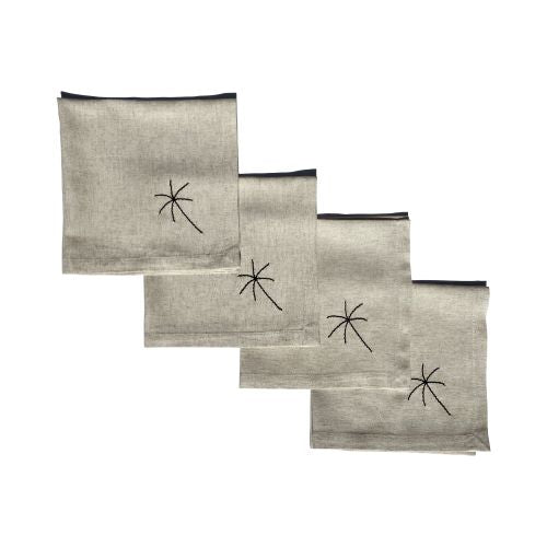 Set of 4 Embroidered Napkins - Palm