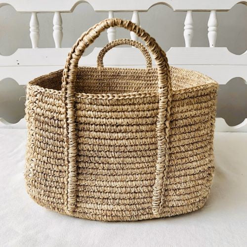 Medium Rectangular Fique Basket with Fique Handles
