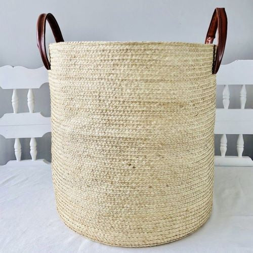 Straw Woven Flat Basket - Large