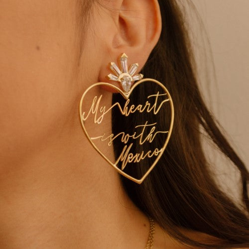 My Heart is with Mexico Gold-plated Silver Earrings