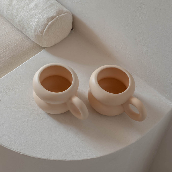 Chunky and Curvy Ceramic Mugs- Set of 2