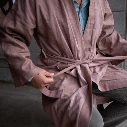 Hand-crafted Long Linen and Cotton Robe