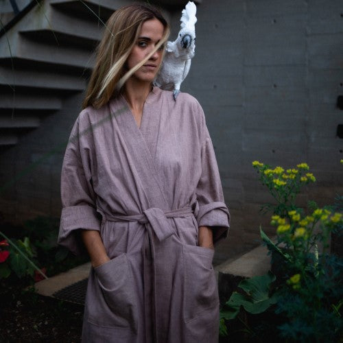 Hand-crafted Short Linen and Cotton Robe