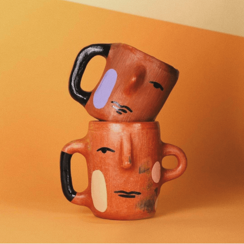 Set of Two Painted Señorcito Mugs