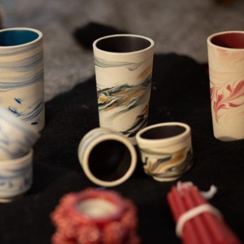 Handmade Mexican Marbled Drinking Cups - Set of 4