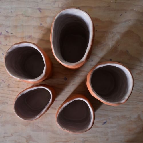 Set of 5 Terracotta Oval Vases