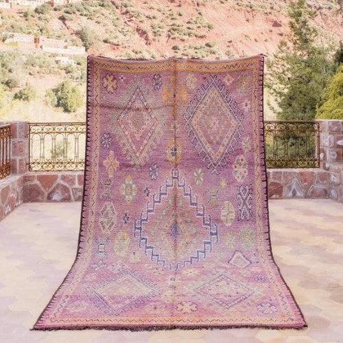 Handmade Vintage Berber Motif Haouz Rug