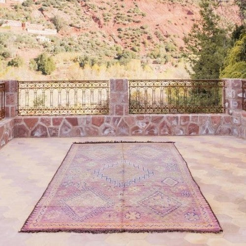 Handmade Vintage Berber Motif Haouz Rug