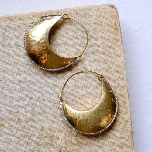Handmade Golden Kamah Crescent Earrings