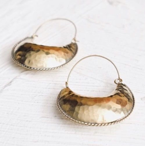 Handmade Golden Kamah Crescent Earrings