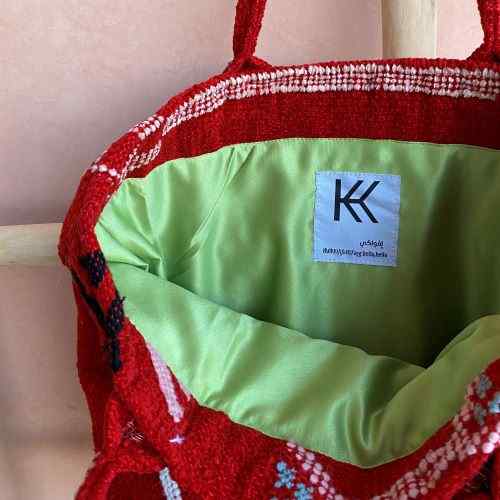 Shopping Bag in Red and Natural Rush I Portuguese Style Handbag