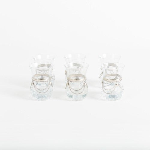 Tea Glasses with Metal Detail - Set of 6