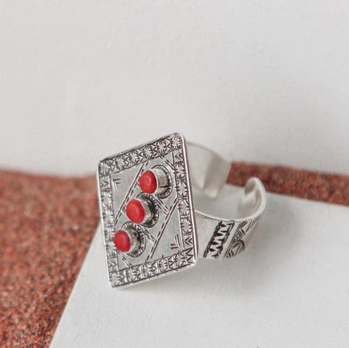 Handmade Silver Diamond Shaped Berber Ring