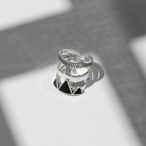 Handmade Silver Triangle Eben Ring