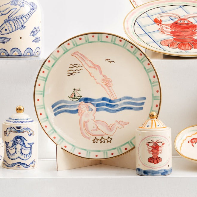 Ceramic Plate with Sirens and the Sea
